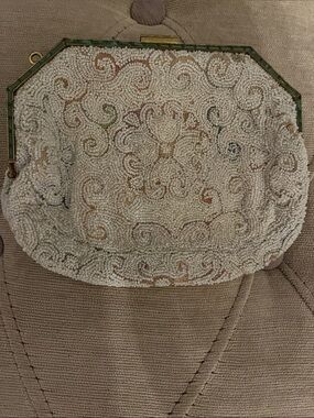 Royal Bags - Made in France - Vintage Beaded Ivory Clutch Bag Small